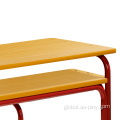 Double School Desk School Furniture Chairs And Tables For Junior Students Manufactory